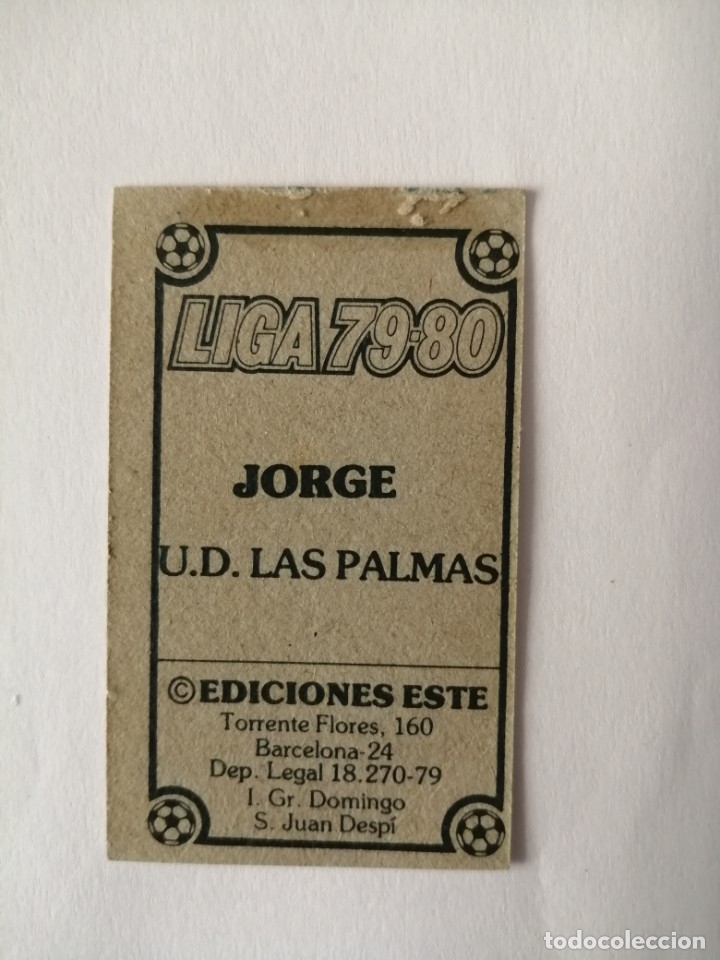 Cromos de f&uacute;tbol: Este 79 80 jorge de las palmas - Foto 2