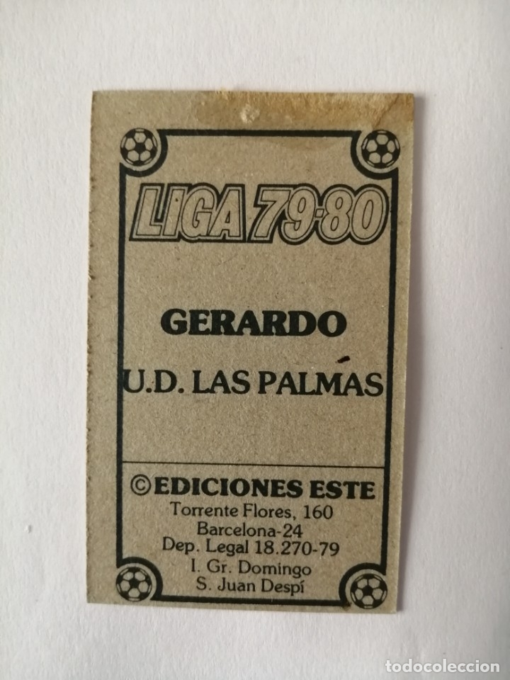 Cromos de f&uacute;tbol: Este 79 80 Gerardo de las palmas - Foto 2