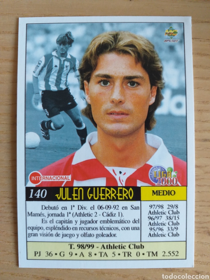Figurine di Calcio: F&Uacute;TBOL CROMO N&ordm; 140 CORREGIDO JULEN GUERRERO ATHLETIC BILBAO MUNDICROMO 1999 2000 99-00