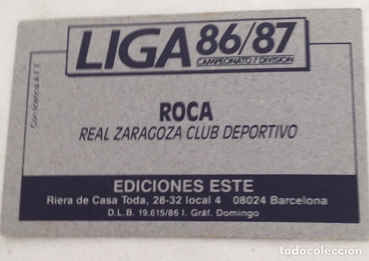 Cromos de f&uacute;tbol: Liga 86/87. Este. Roca. - Foto 2
