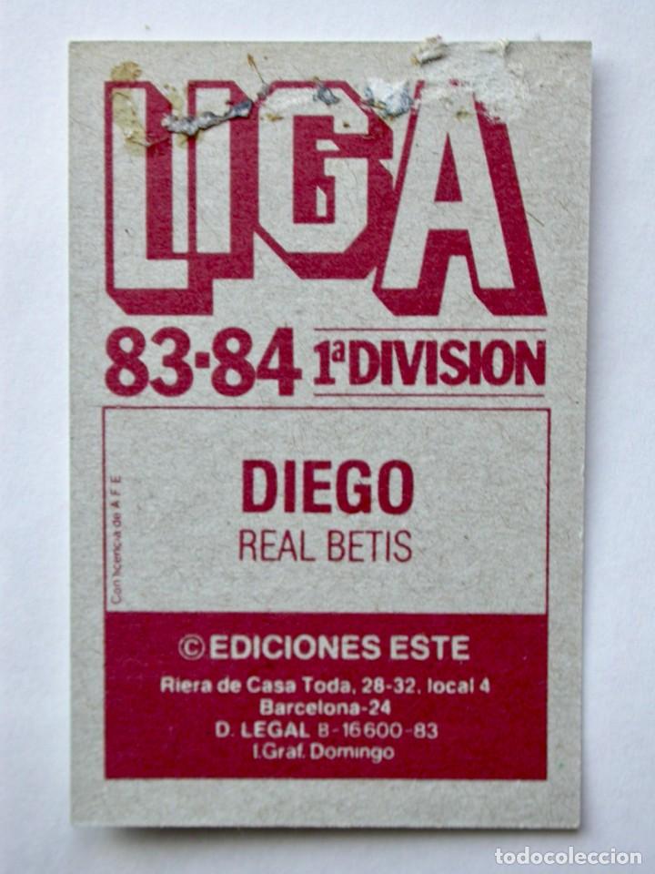 Cromos de f&uacute;tbol: DIEGO DEL BETIS DE EDICIONES ESTE 83-84, DESPEGADO - Foto 2