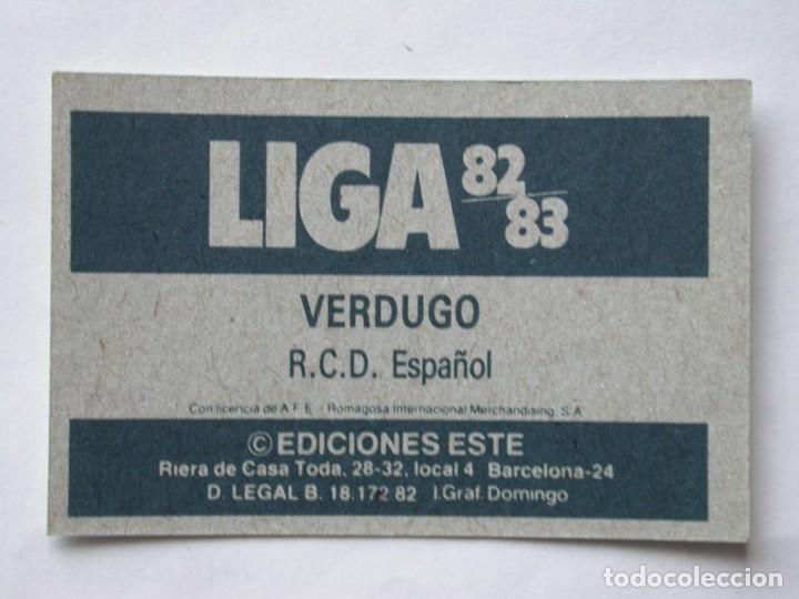 Cromos de f&uacute;tbol: VERDUGO DEL ESPA&Ntilde;OL DE EDICIONES ESTE 82-83, NUNCA PEGADO (C) - Foto 2