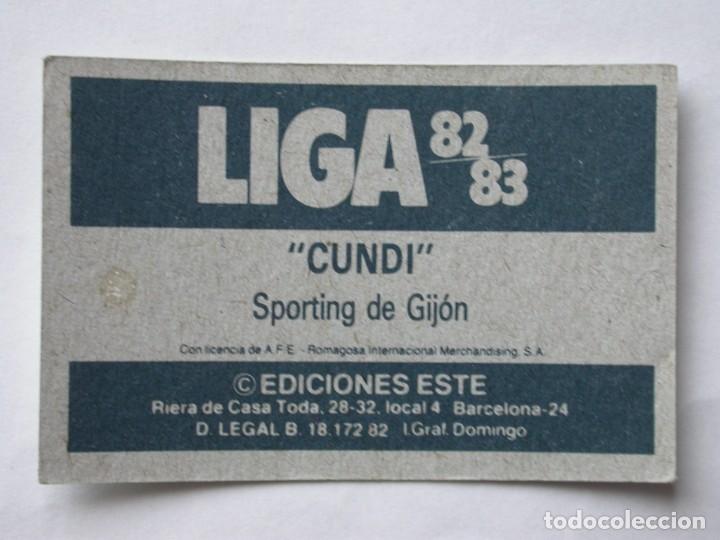Cromos de f&uacute;tbol: CUNDI DEL SPORTING DE EDICIONES ESTE 82-83, NUNCA PEGADO (C) - Foto 2