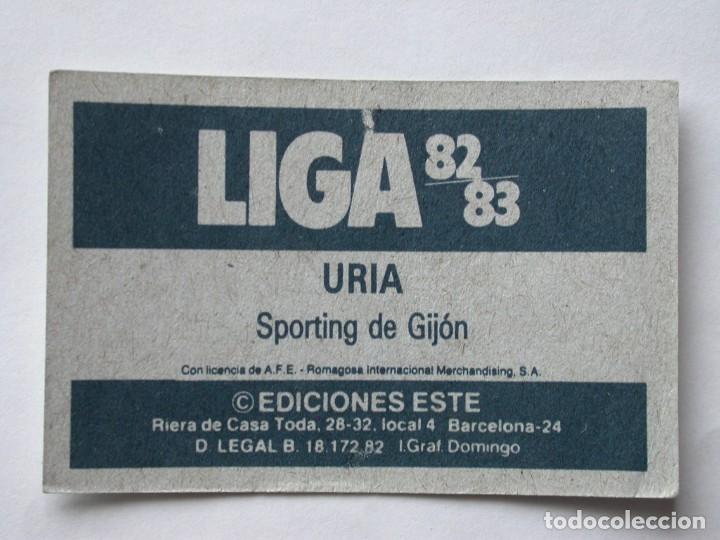 Cromos de f&uacute;tbol: URIA DEL SPORTING DE EDICIONES ESTE 82-83, NUNCA PEGADO (C) - Foto 2