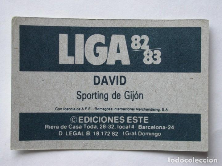 Cromos de f&uacute;tbol: DAVID DEL SPORTING DE EDICIONES ESTE 82-83, NUNCA PEGADO (C) - Foto 2