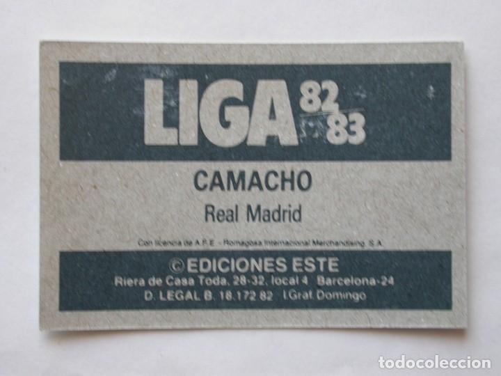 Cromos de f&uacute;tbol: CAMACHO DEL R. MADRID DE EDICIONES ESTE 82-83, DESPEGADO (C) - Foto 2