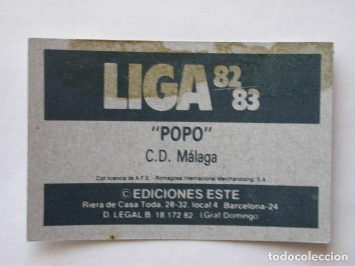 Cromos de f&uacute;tbol: POPO DEL M&Aacute;LAGA DE EDICIONES ESTE 82-83, DESPEGADO (C) - Foto 2