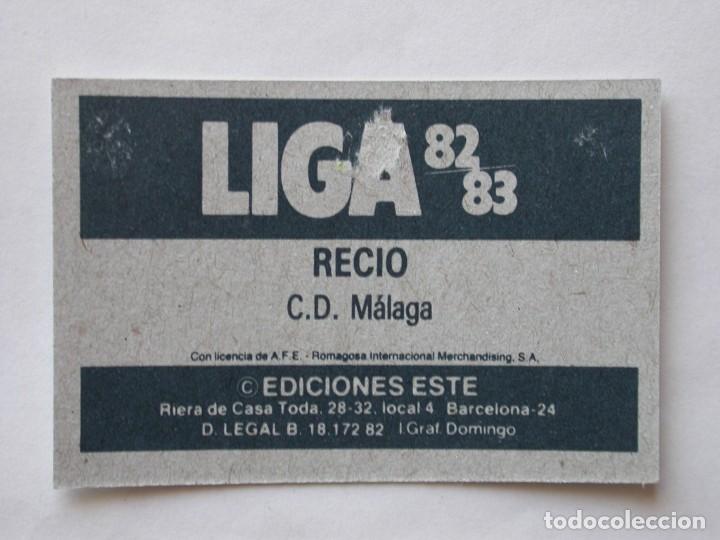 Cromos de f&uacute;tbol: RECIO DEL M&Aacute;LAGA DE EDICIONES ESTE 82-83, DESPEGADO (C) - Foto 2
