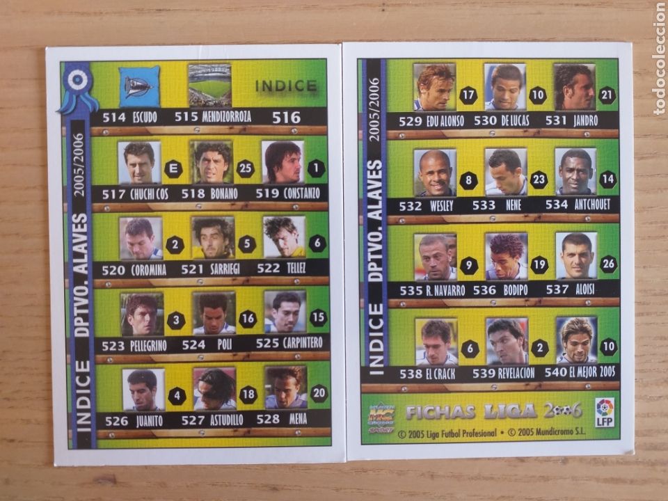 Cartes &agrave; collectionner de Football: F&Uacute;TBOL CROMO N&ordm; 516 &Iacute;NDICE DEPORTIVO ALAV&Eacute;S MUNDICROMO 2005 2006 05-06
