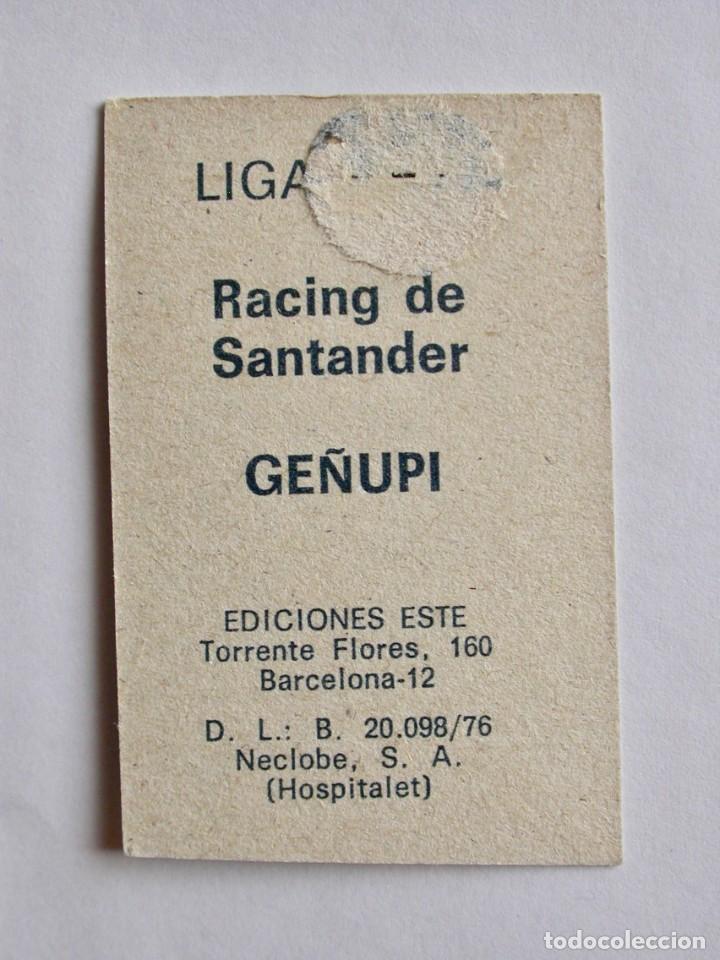 Cromos de f&uacute;tbol: GE&Ntilde;UPI DEL RACING DE EDICIONES ESTE 76-77, DESPEGADO - Foto 2