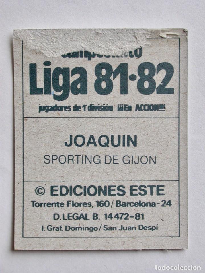Cromos de f&uacute;tbol: JOAQU&Iacute;N DEL SPORTING DE EDICIONES ESTE 81-82, DESPEGADO - Foto 2
