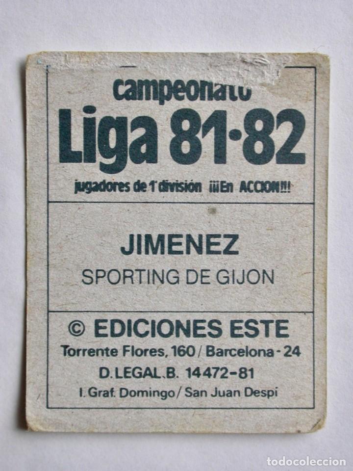 Cromos de f&uacute;tbol: JIMENEZ DEL SPORTING DE EDICIONES ESTE 81-82, DESPEGADO (C) - Foto 2