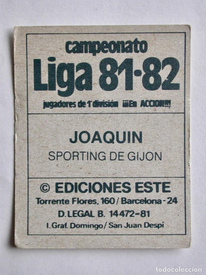 Cromos de f&uacute;tbol: JOAQU&Iacute;N DEL SPORTING DE EDICIONES ESTE 81-82, NUNCA PEGADO (C) - Foto 2