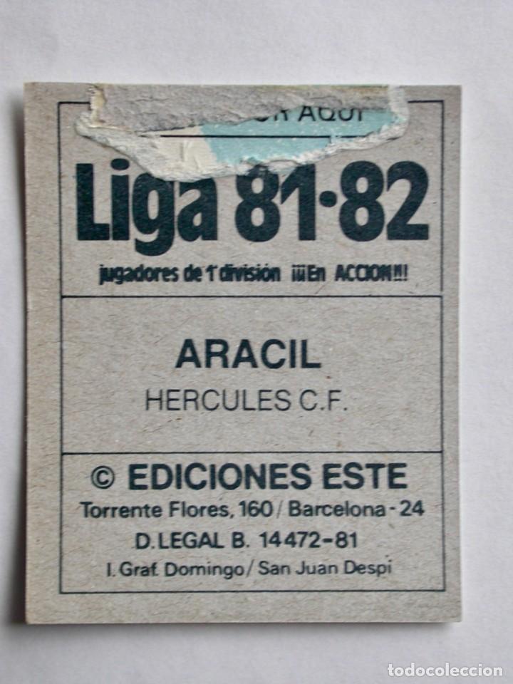 Cromos de f&uacute;tbol: ARACIL DEL H&Eacute;RCULES DE EDICIONES ESTE 81-82, DESPEGADO (C) - Foto 2