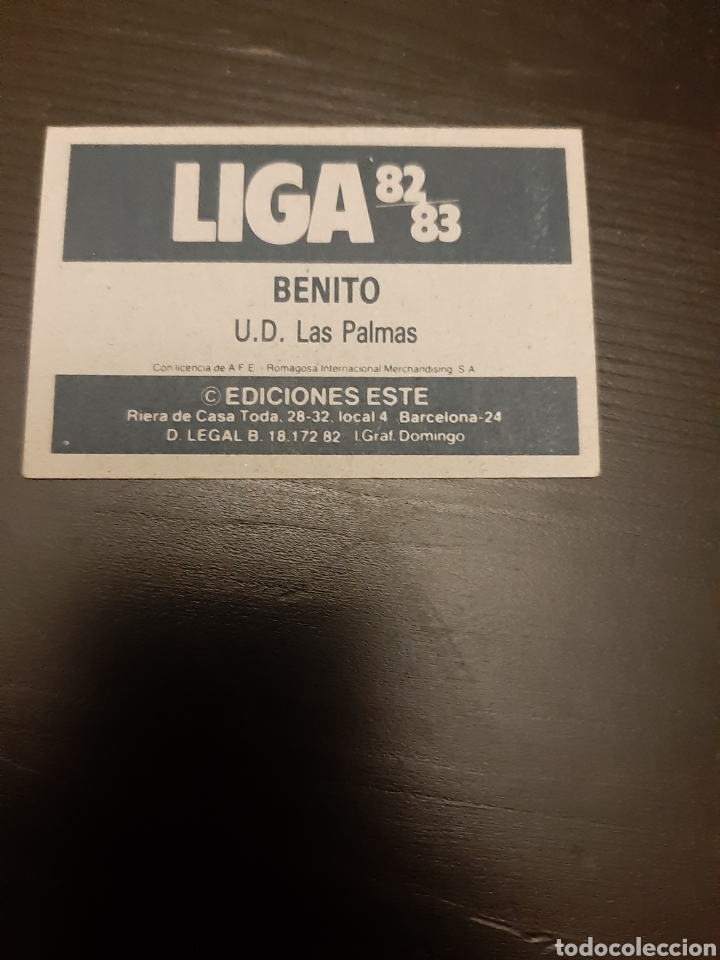 Cromos de f&uacute;tbol: EDICIONES ESTE 82 83 BENITO LAS PALMAS NUEVO - Foto 2