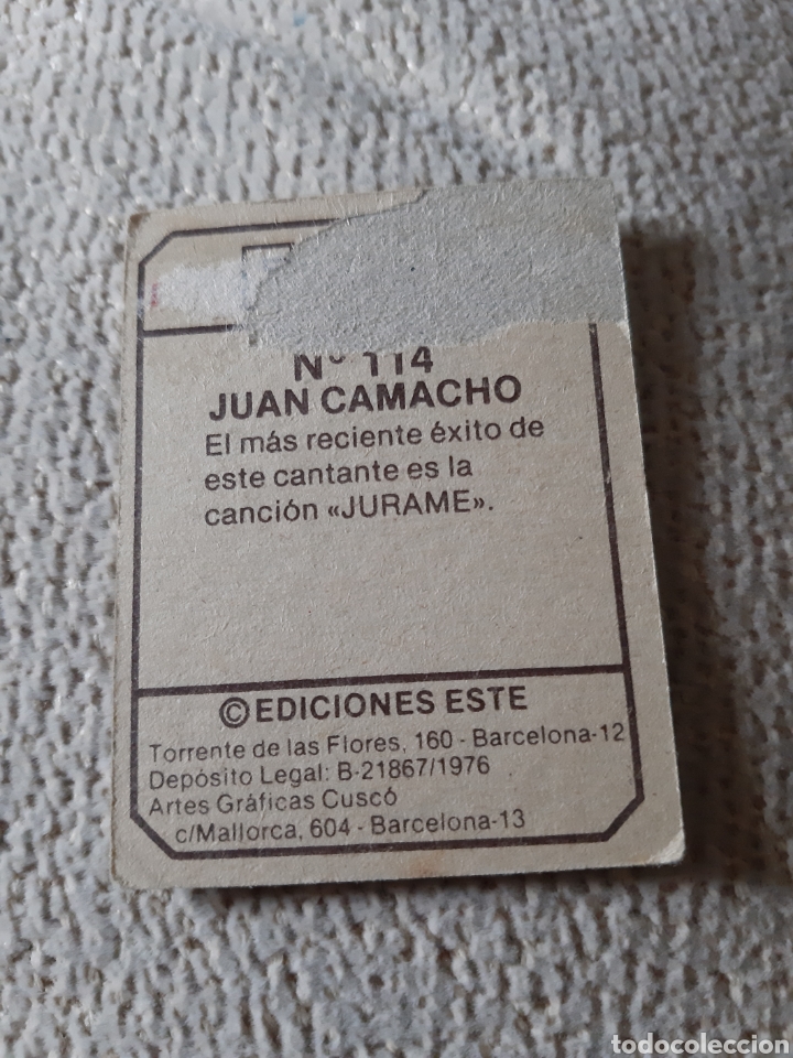 Cromos de f&uacute;tbol: EDICIONES ESTE FANS 114 JUAN CAMACHO - Foto 2