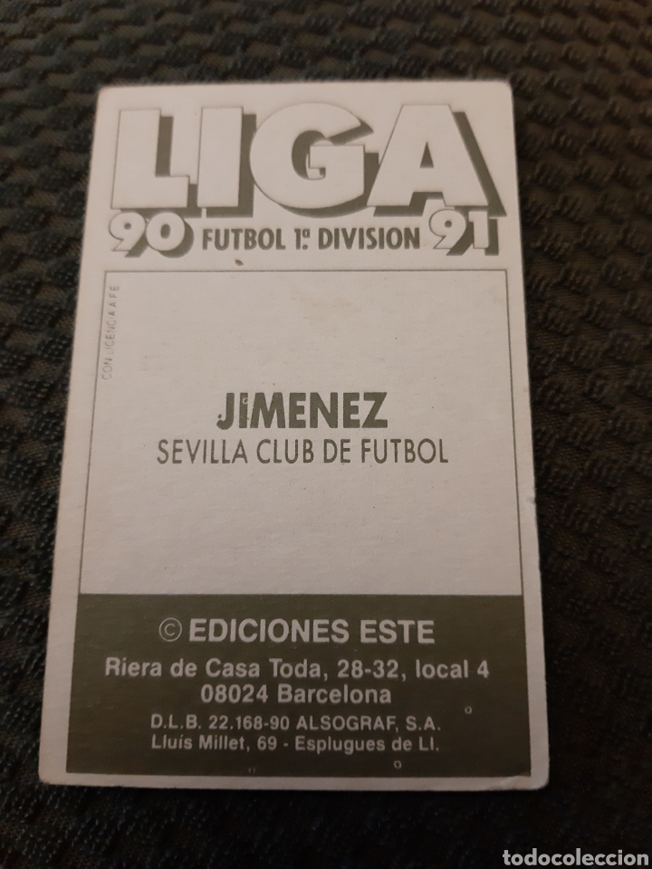 Cromos de f&uacute;tbol: EDICIONES ESTE 90 91 JIM&Eacute;NEZ SEVILLA SIN PEGAR - Foto 2