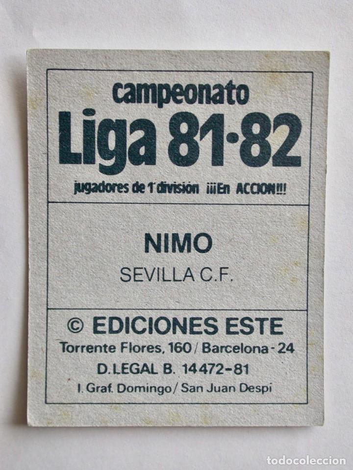 Cromos de f&uacute;tbol: NIMO DEL SEVILLA DE EDICIONES ESTE 81-82, NUNCA PEGADO (C) - Foto 2