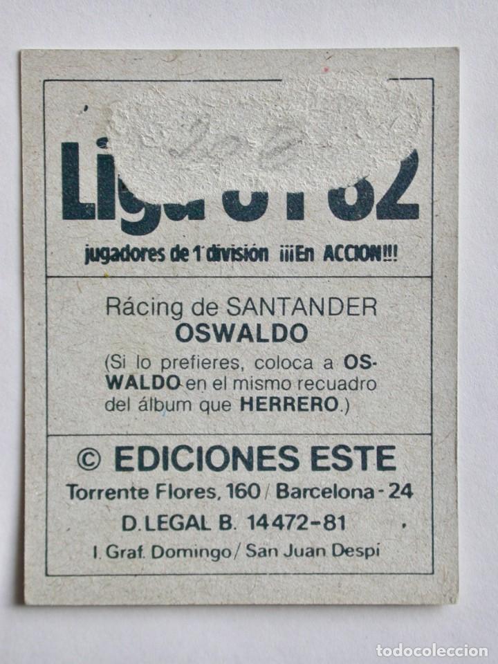 Cromos de f&uacute;tbol: OSWALDO COLOCA DEL RACING DE EDICIONES ESTE 81-82, DESPEGADO (C) - Foto 2