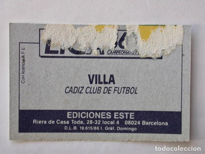 Cromos de f&uacute;tbol: VILLA DEL C&Aacute;DIZ DE EDICIONES ESTE 86-87, DESPEGADO - Foto 2