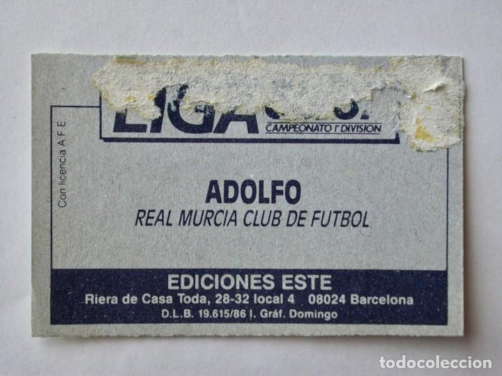 Cromos de f&uacute;tbol: ADOLFO DEL MURCIA DE EDICIONES ESTE 86-87, DESPEGADO (C) - Foto 2