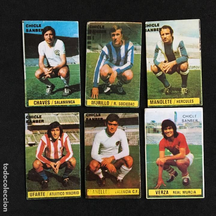 Cromos de F&uacute;tbol: CROMOS CHICLE SANBER ALBUM CAMPEONATO LIGA 1974-1975 Verza-Planelles-Manolete-Murillo-Ufarte-Chaves