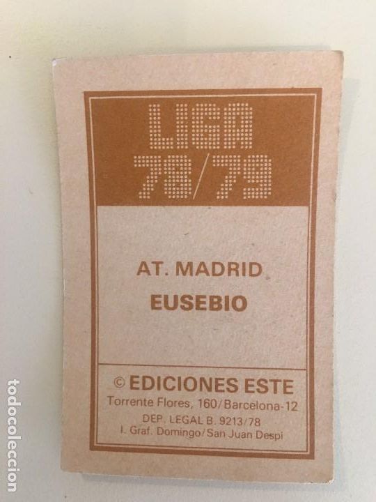 Cromos de f&uacute;tbol: ESTE 78-79 EUSEBIO NUNCA PEGADO - Foto 2