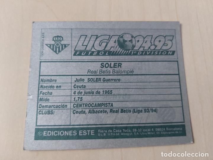 Cromos de f&uacute;tbol: SOLER - ESTE 94 95 ERROR IMPRESION TRASERA PLATEADA CROMO - Foto 1