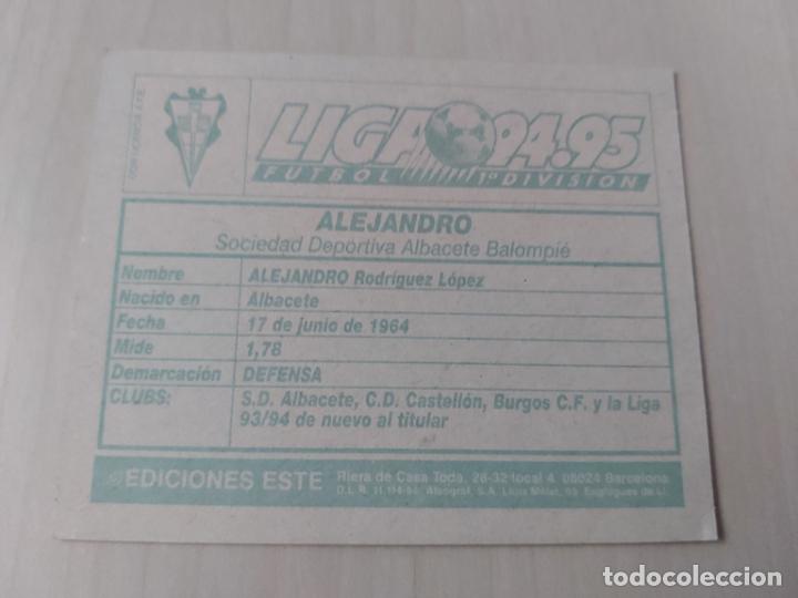 Cromos de f&uacute;tbol: ALEJANDRO - ESTE 94 95 ERROR IMPRESION TRASERA  CROMO - Foto 1