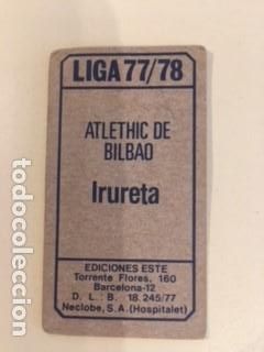 Cromos de f&uacute;tbol: ESTE 77-78 IRURETA NUNCA PEGADO - Foto 2