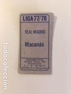 Cromos de f&uacute;tbol: ESTE 77-78 MACANAS NUNCA PEGADO - Foto 2