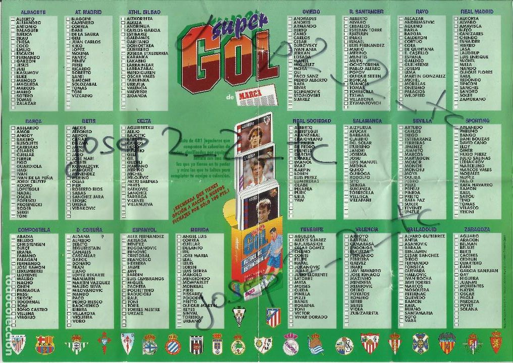 Cromos de F&uacute;tbol: DIARIO MARCA SUPER GOL 95 96 SUPERGOL 1995 1996 NAIPES CARTAS HERACLIO FOURNIER. BARAJA COMPLETA.