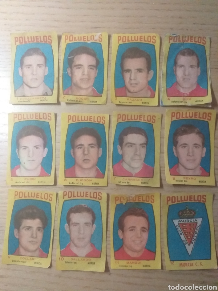 Fu&szlig;ball-Sticker: F&Uacute;TBOL MURCIA C.F. EQUIPO COMPLETO AZAFRANES POLLUELOS 1955 1956 DESPEGADOS