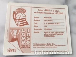 Cromos de f&uacute;tbol: ESTE 95-96 PURK COLOCA NUNCA PEGADO - Foto 2