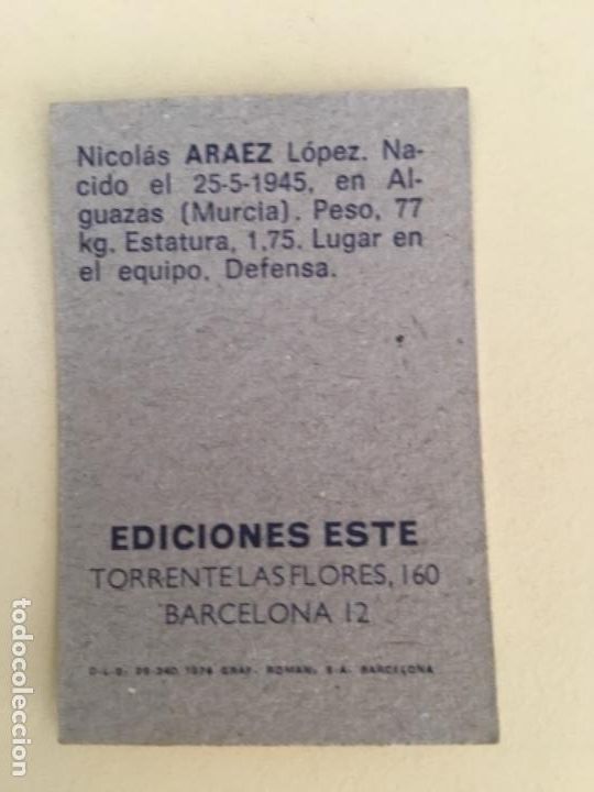 Cromos de f&uacute;tbol: Este 74-75 Ar&aacute;ez impecable nunca pegado - Foto 2