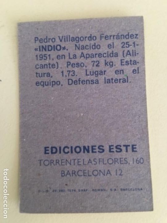 Cromos de f&uacute;tbol: Este 74-75 Indio impecable nunca pegado - Foto 2