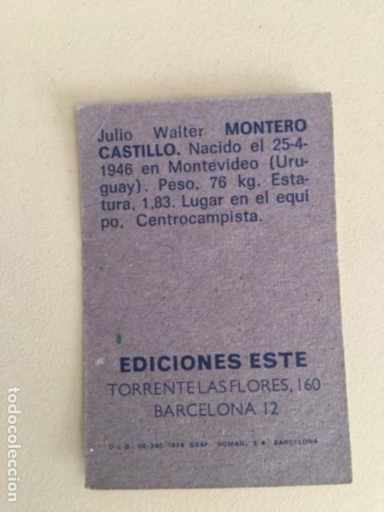 Cromos de f&uacute;tbol: Este 74-75 Montero impecable nunca pegado - Foto 2