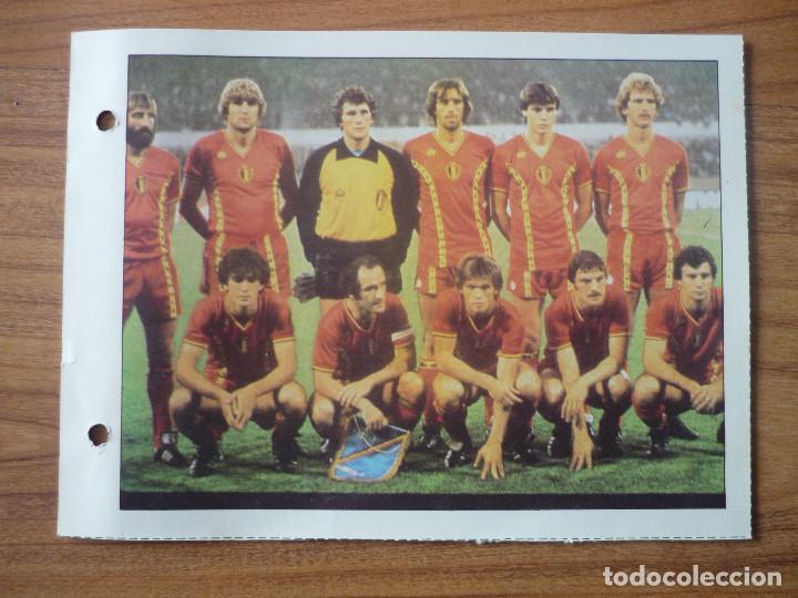 Cromos de f&uacute;tbol: FICHA CROMO ESTRELLAS DEL MUNDIAL ESPA&Ntilde;A 82 BRUGUERA 27 ALINEACION (BELGICA) 18 X 13 CMS - 1982