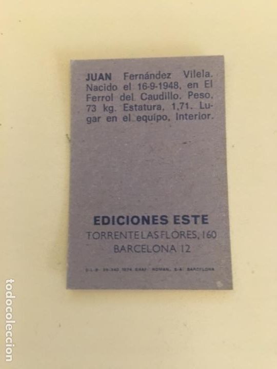 Cromos de f&uacute;tbol: Este 74-75 Juan impecable nunca pegado - Foto 2