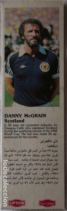Fu&szlig;ball-Sticker: COLECCION CROMOS FUTBOL LIPTON MUNDIAL 82 DANNY McGRAIN ESCOCIA CELTIC DE GLASGOW TIPO TARJETA
