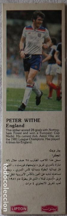 Cartes &agrave; collectionner de Football: COLECCION CROMOS FUTBOL LIPTON MUNDIAL 82 PETER WITHE INGLATERRA ASTON VILLA TIPO TARJETA