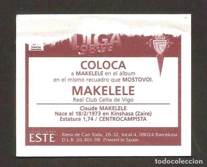 Cromos de f&uacute;tbol: EDICIONES ESTE 98-99 - coloca - makelele celta - en ventanilla - Foto 2