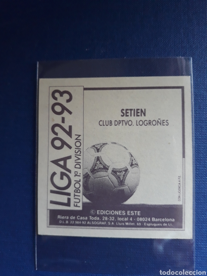 Cromos de f&uacute;tbol: Este 92-93 SETIEN - Foto 2
