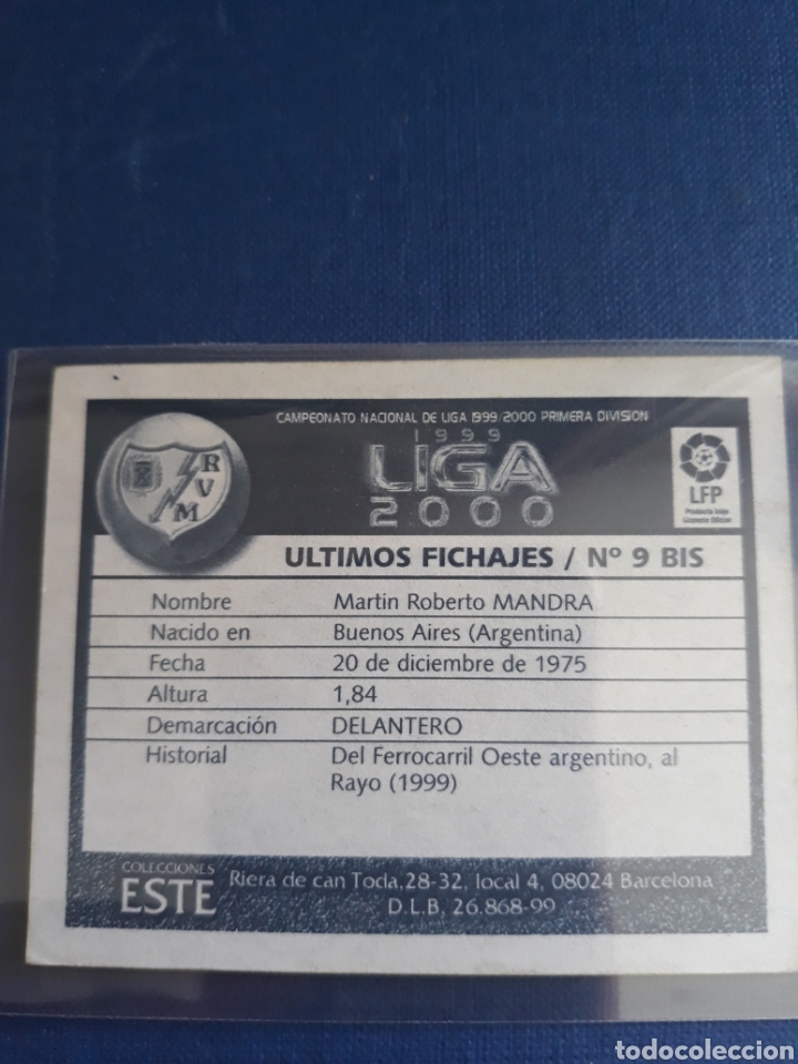 Cromos de f&uacute;tbol: Este 99-00 MANDRA ( Rayo Vallecano ) - Foto 2