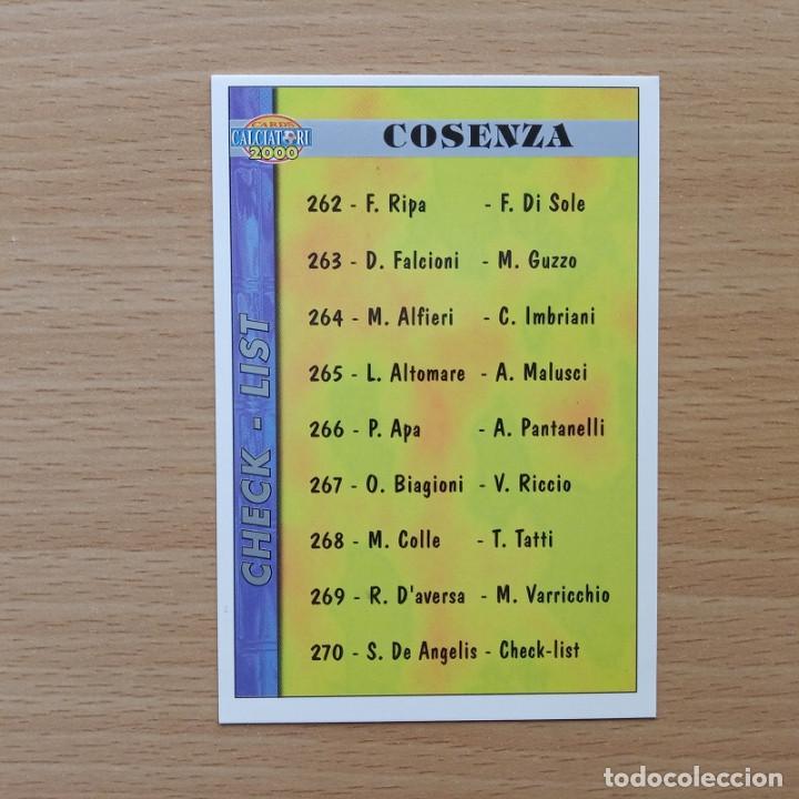 Fu&szlig;ball-Sticker: 270 CHECK LIST / DE ANGELIS - COSENZA MUNDICROMO CALCIATORI 2000 1999 ITALIA 99 00