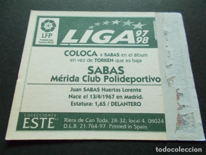 Cromos de f&uacute;tbol: ESTE 97-98  COLOCA  SABAS  MERIDA  VENTANILLA - Foto 2