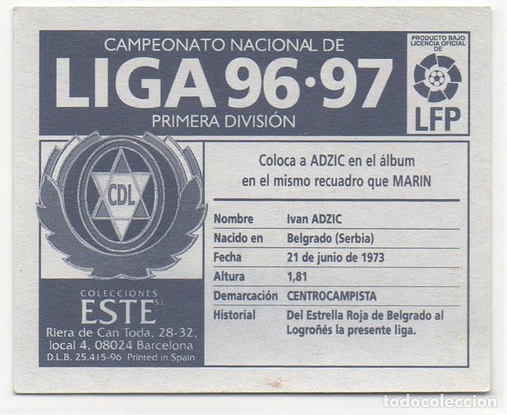 Cromos de f&uacute;tbol: ESTE 96-97 COLOCA ADZIC. NUNCA PEGADO. - Foto 2