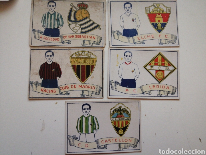 Figurine di Calcio: Lote de Cinco cromos Equipos de Futbol Chocolates Amatller
