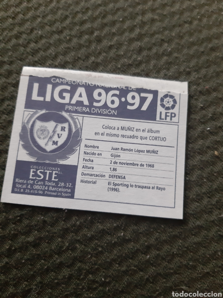 Cromos de f&uacute;tbol: EDICIONES ESTE 96 97 MU&Ntilde;IZ RAYO VALLECANO - Foto 2