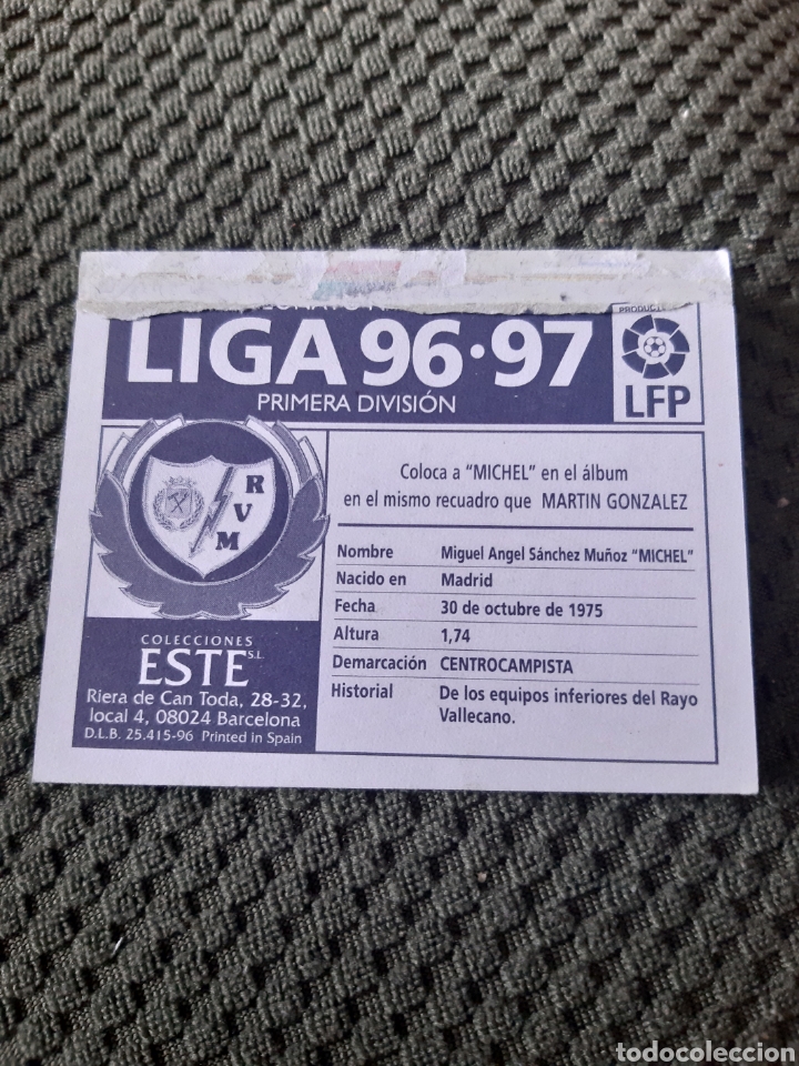 Cromos de f&uacute;tbol: EDICIONES ESTE 96 97 MICHEL RAYO VALLECANO COLOCA - Foto 2